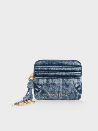 Charles & Keith Ciara Denim Top-Zip Card Holder