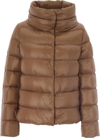 Herno Brown Quilted Mock Collar Jacket