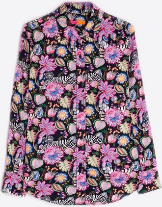 Vilagallo Womens Donia Tigers And Flowers Shirt In Navy Print