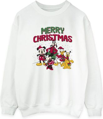 Disney Heren Mickey Mouse Vrolijk Kerstfeest Figuren Sweatshirt (Wit)