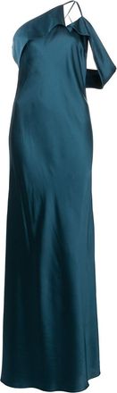 Michelle Mason bias-cut one-shoulder gown - women - Silk - 2 - Blue