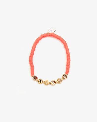 Clare Vivier Womens Le Vibe Beaded Disc Stretch Bracelet In Coral