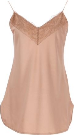 Max Mara Leisure Lace-Trim Camisole in Brown Silk