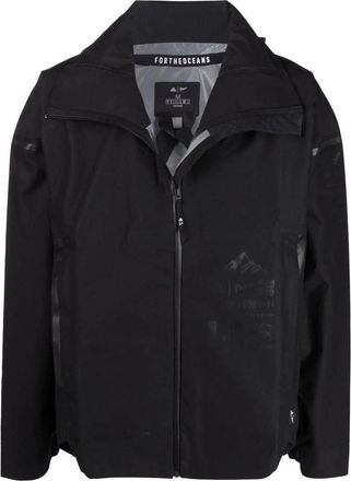 adidas Mens adidas originals Solid Color Logo Printing Zipper Stand Collar Sports Jacket Black H16254