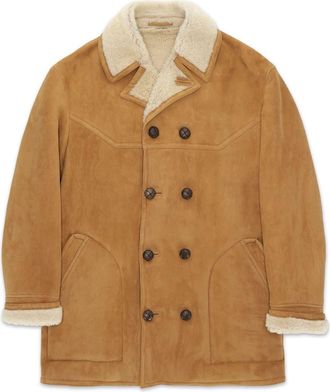 Fortela Shearling Double Breasted Jacket in Camel at Nordstrom, Size 48 Eu