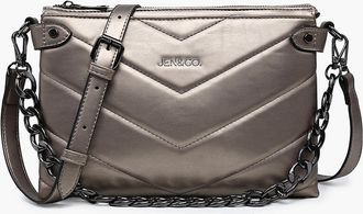 Jen & Co. Womens Britt Puffer Crossbody Bag In Grey