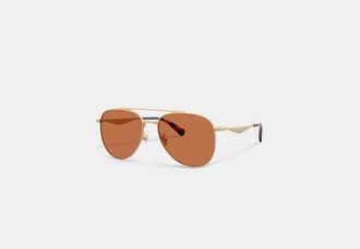 Coach C Hardware Metal Pilot Sunglasses