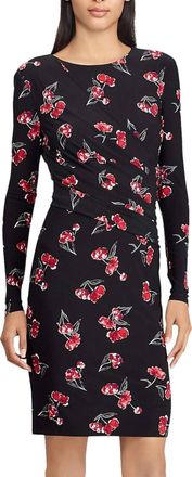 American Living Womens Floral Print Jersey Dress In Black/red
