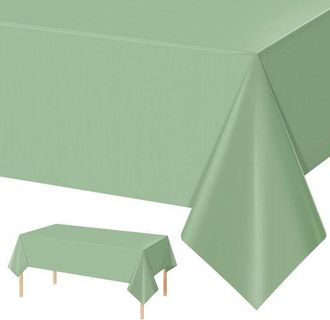 No Brand Juego De 2 Manteles En Verde Oliva (137 X 274 Cm) - Repelentes Al Agua, Color Liso, Adecuados Para Fiestas Y Uso Diario