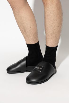 Givenchy Leather Slides, Mens, Black
