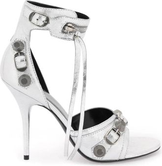 Balenciaga Arena Leather Cagole Sandalen - Dames - Sandalen met hakken - Grijs - 38 EU - Leer - Schoenen
