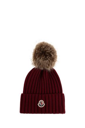 Moncler WOMENS POM POM HAT Size: OS, colour: RED