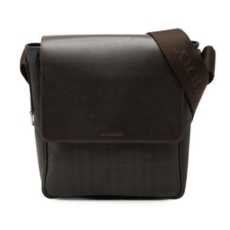 Burberry Tweedehands Smoke Check Gecoate Canvas en Leer Schoudertas