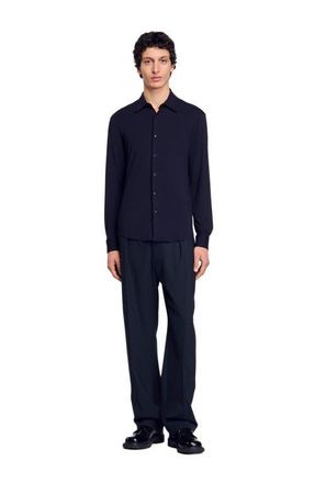 Sandro Jersey shirt in Navy Blue at Nordstrom, Size Xx-Large