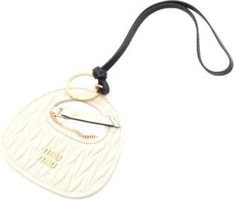 Miu Miu Pre-owned Accessories, female, White, Size: ONE SIZE Pre-owned Leather Key-holder