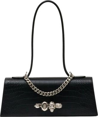 Alexander McQueen Alexander McQueen, Shoulder Bags, female, Black, Size: ONE SIZE Jewelled Top Handle