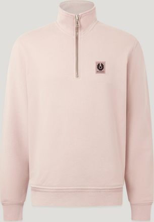 Belstaff Quarter Zip Sweatshirt Mens Cotton Fleece Dusk Pink Size 2XL