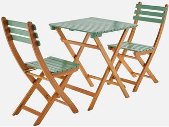 Sweeek Mesa De Jard&iacute;n De Madera De Acacia Con 2 Sillas Plegables