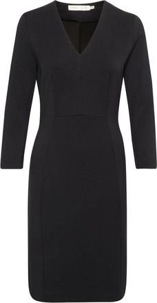 Inwear Zwarte aansluitende jurk met &frac34; mouwen - Dames - Casual kleedjes - Zwart - 3XL - Kleedjes