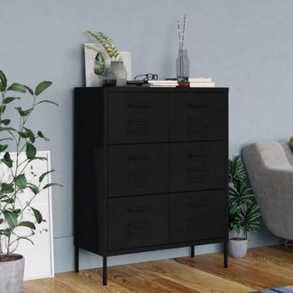 vidaXL Armario De Almacenamiento Acero Negro 80x35x101,5 Cm Vidaxl