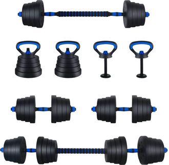 vidaXL Set De Mancuernas Y Barra De 2 En 1 30kg Negro Y Azul Vidaxl