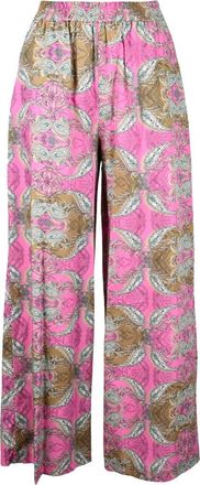 Snobby Sheep Fuchsia Wide-Leg Trousers with Artistic Pattern