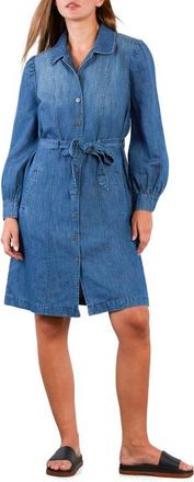 Wash Lab Denim Sweet Fade Tie Waist Denim Shirtdress in Denim Fade at Nordstrom, Size X-Small