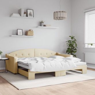 vidaXL Sof&aacute; Cama Nido Tela Crema 90x200 Cm