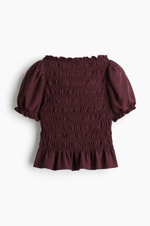 H&M Gesmokte Bluse - Weinrot