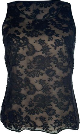 Oscar De La Renta Oscar De La Renta Lace Tank Top in Black Cotton