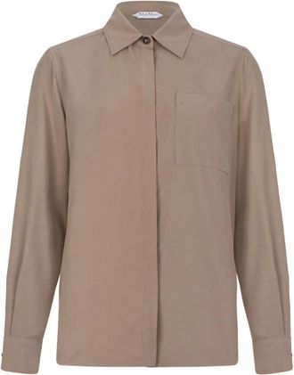 Max Mara Siamese Silk Canvas Shirt - Dames - Overhemden - Bruin - 2XS - Overhemden