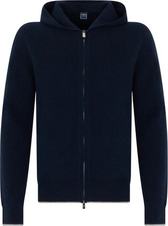 Fedeli Cardigan met rits - Heren - Vesten - Blauw - L - Kasjmier - Truien & Vesten
