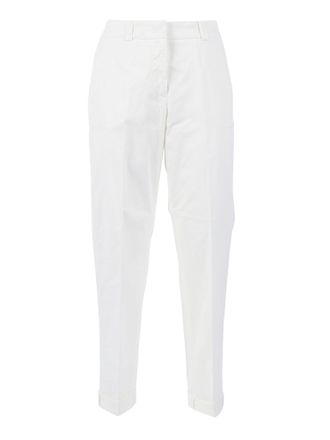 PESERICO White Woman Trousers Mid Rise Straight-Leg Pants