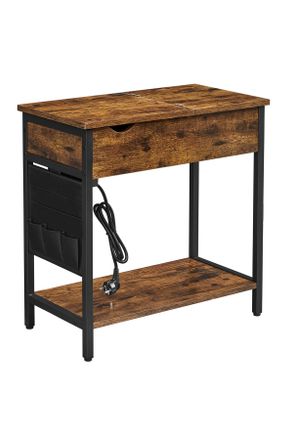 Boxxx Beistelltisch, Braun, Schwarz, Metall, Holzwerkstoff, Vintage, rechteckig, eckig, 60x60x31.5 cm, Stauraum, klappbar, einfacher Aufbau, Wohnzimmer, Woh