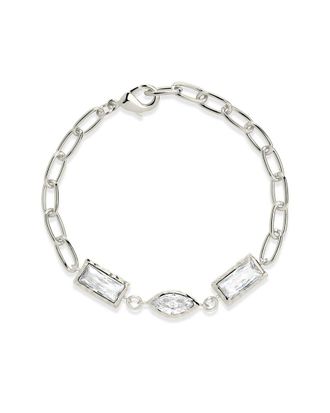 Sterling Forever CZ Tate Chain Bracelet