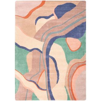 Beliani Tappeto in viscosa e lana fatto a mano Forma rettangolare Stile retr&ograve; 160 x 230 cm Multicolore Almora