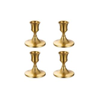 OEM Candelabro Peque&ntilde;o Dorado Para L&aacute;mpara De Ara&ntilde;a - Juego De 4 Candelabros Decorativos De Metal Para Bodas, Ideales Para Velas Cil&iacute;ndricas, Decoraci&oacute;n N