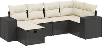 vidaXL Vidaxl - Set Divano Da Giardino 6 Pz Con Cuscini Nero In Polyrattan