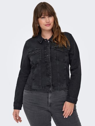 Only Carmakoma Jeansjacke ONLY CARMAKOMA CARWESPA LS DGD JACKET DNM, Damen, Gr. 42, blau (dunkelgrau denim), Denim/Jeans, Obermaterial: 79% Baumwolle, 20% Polyester,