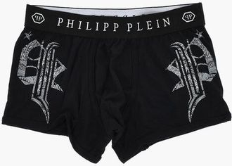 Philipp Plein Cotton-Blend Boxer GOTHIK PLEIN With Monogram Print size S