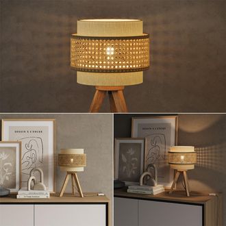 Vicco L&aacute;mpara De Sobremesa Morten, Rat&aacute;n/crema, 26 X 45 Cm Con Soporte Vicco