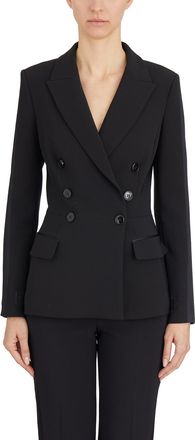 Elisabetta Franchi Womens Double-breasted Jacket With Satin Details - Black - Size EU 36 (Womens)
