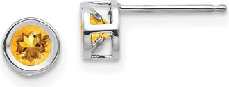 Diamond2Deal 14k White Gold November 4mm Citrine Earrings