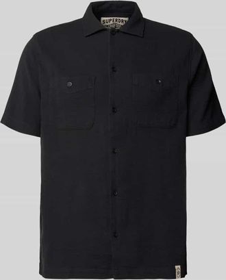 Superdry Regular Fit Freizeithemd mit Kentkragen und Brusttaschen in Black, Gr&ouml;&szlig;e XXXL