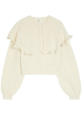 Chlo&eacute; Collar-detail Wool and Cashmere-blend Cardigan - Off White - S (UK8-10 / S)