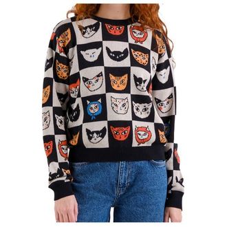 Dedicated Sweater Arendal Cat Bingo Pullover f&uuml;r Damen | grau
