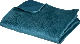 Atmosphera Atmosphera - Colcha &laquo;feuille&raquo; - Terciopelo - Azul Cerceta 240 X 260 Cm Cr&eacute;ateur DInt&eacute;rieur