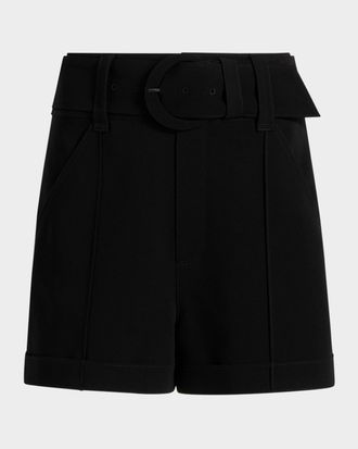 Cinq &agrave; Sept Aldi Belted High-Rise Stitched Shorts