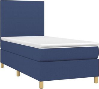 vidaXL Vidaxl - Cama Box Spring Colch&oacute;n Y Luces Led Tela Azul 100x200 Cm
