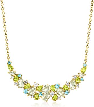 Ross-Simons Multi-Gemstone Collar Necklace in 18kt Gold Over Sterling